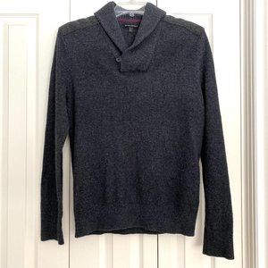 Banana Republic Men's Sweater Merino Wool Blend Shawl Collar Dark Gray Size L